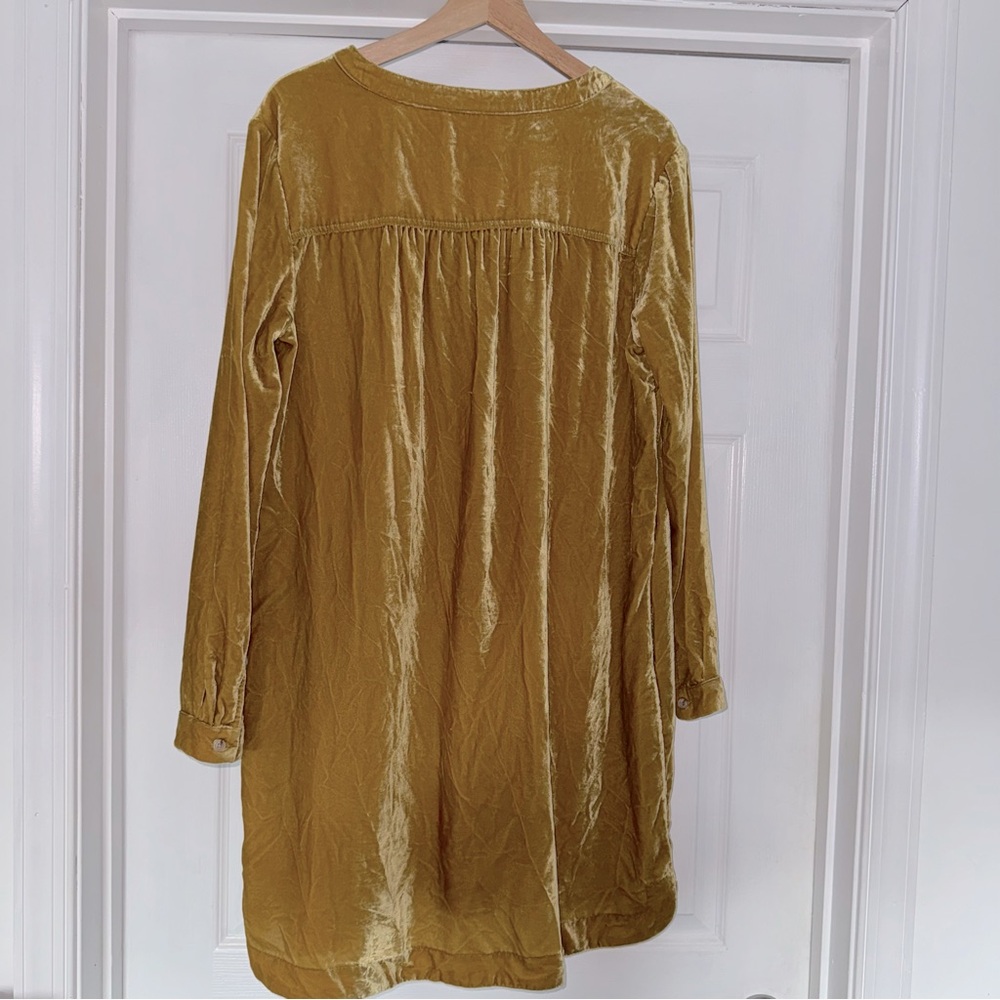 Anthropologie Melody Velvet Tunic Dress M Mustard Yellow - Picture 8 of 9